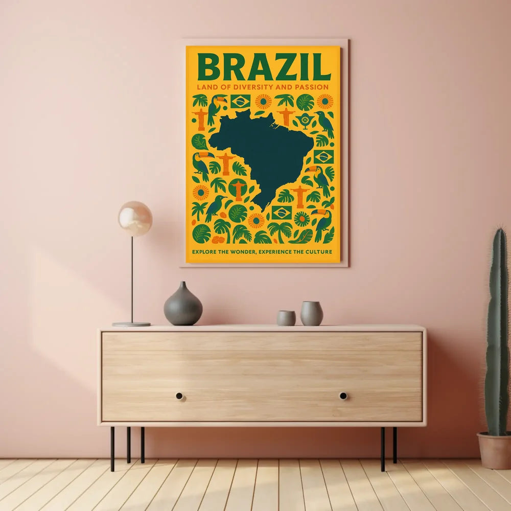 Brazil's Cultural Symbols Vibrant and Modern Poster PosterGoat