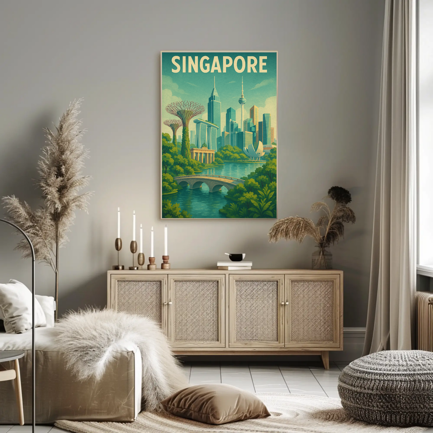Singapore Marina Bay Gardens Travel Poster