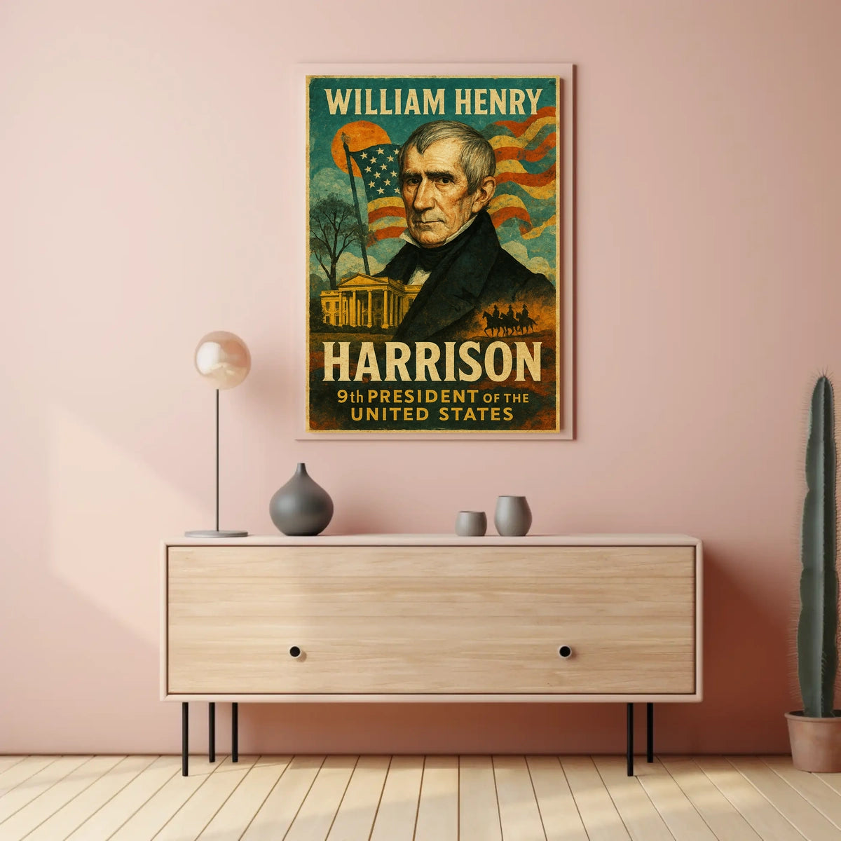 William Henry Harrison 9th President of the United States Layered Digital Collage Poster