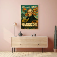 William Henry Harrison 9th President of the United States Layered Digital Collage Poster