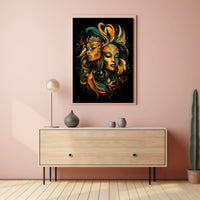 Duality Masks Surrealism Art Nouveau Collector Poster