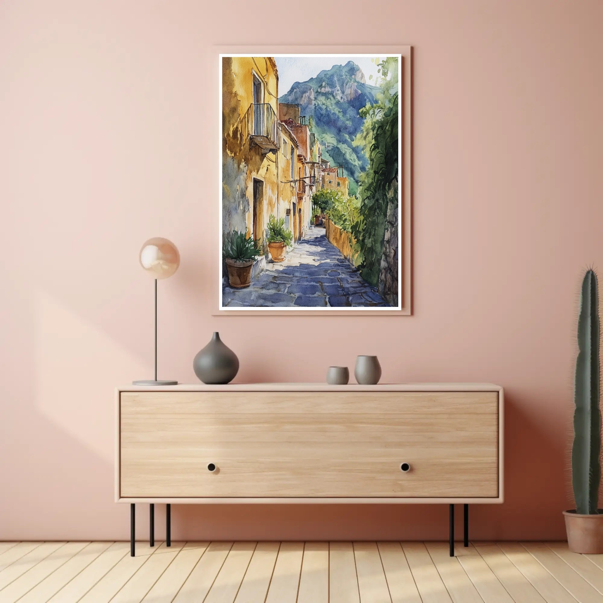 Serene Italian Village Scene Poster PosterGoat