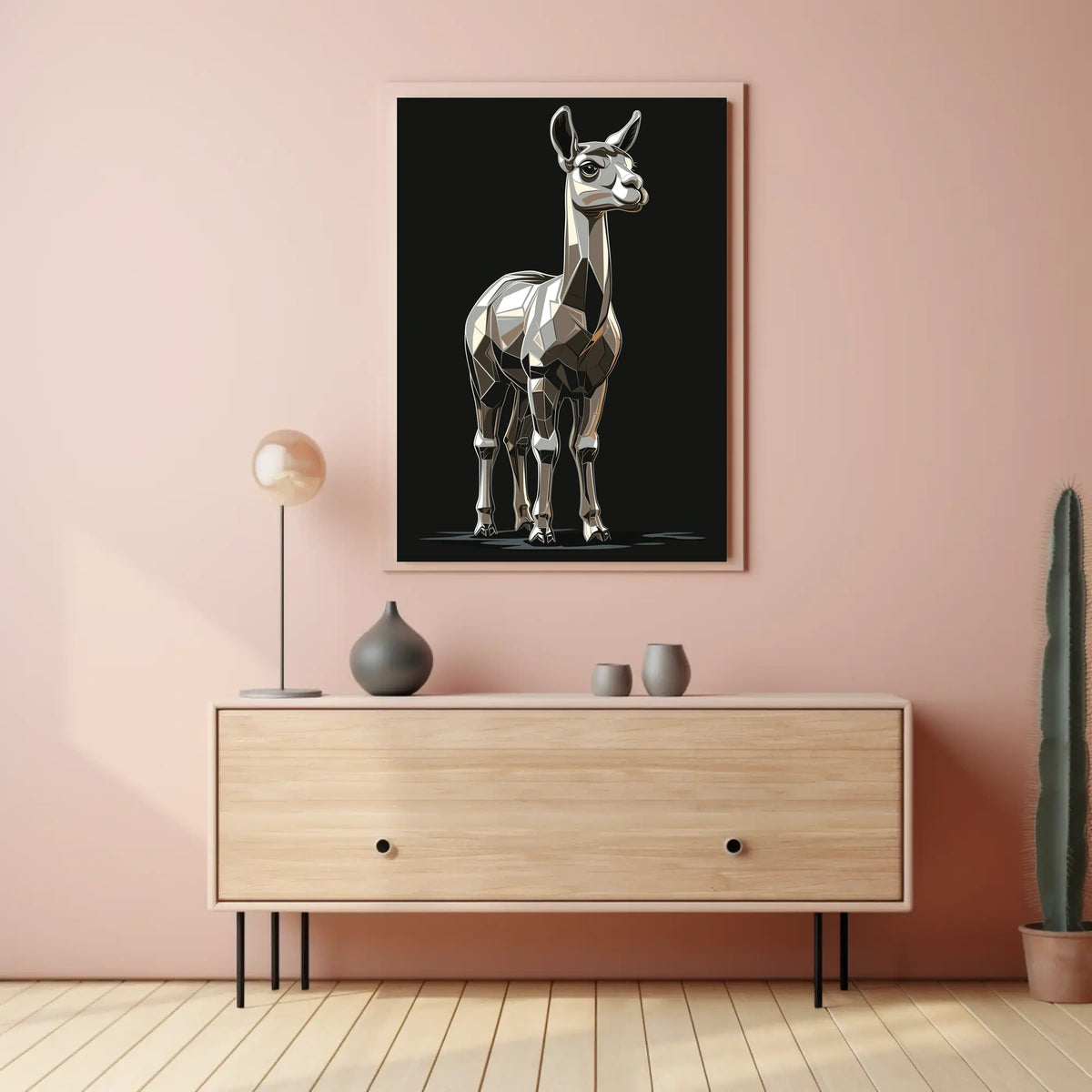 Polygonal Llama Abstract Poster: Artistic, Modern Animal Design