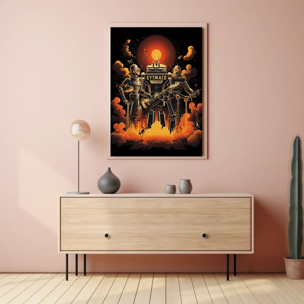 Robot Rock Revolution Cyberpunk Futurism Techno Poster