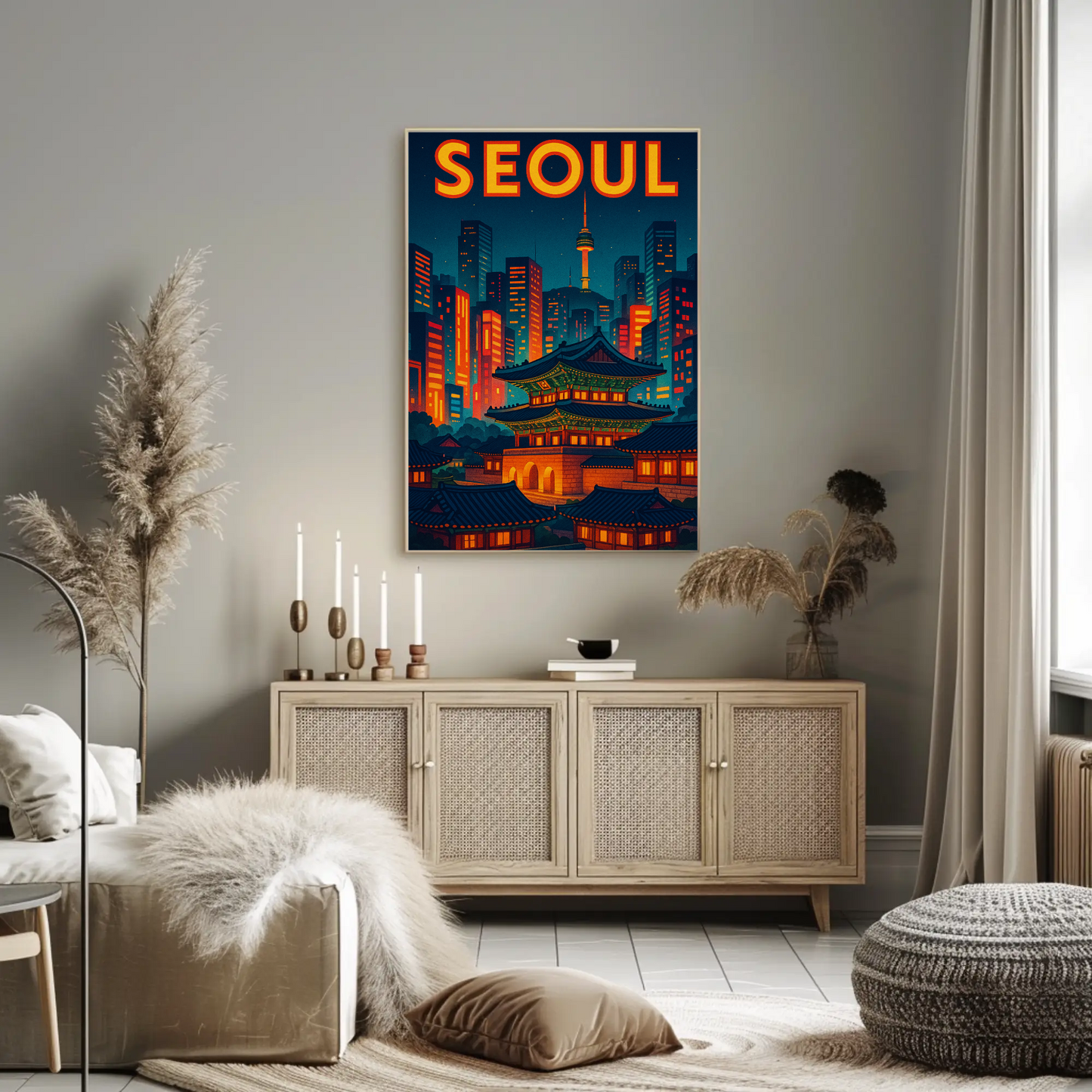 Seoul Palace and Tower Skyline Poster