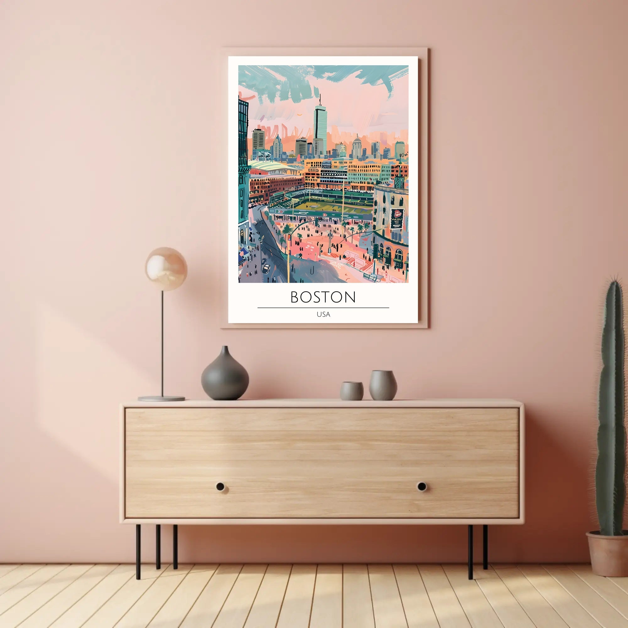 Boston Cityscape Illustration Poster PosterGoat