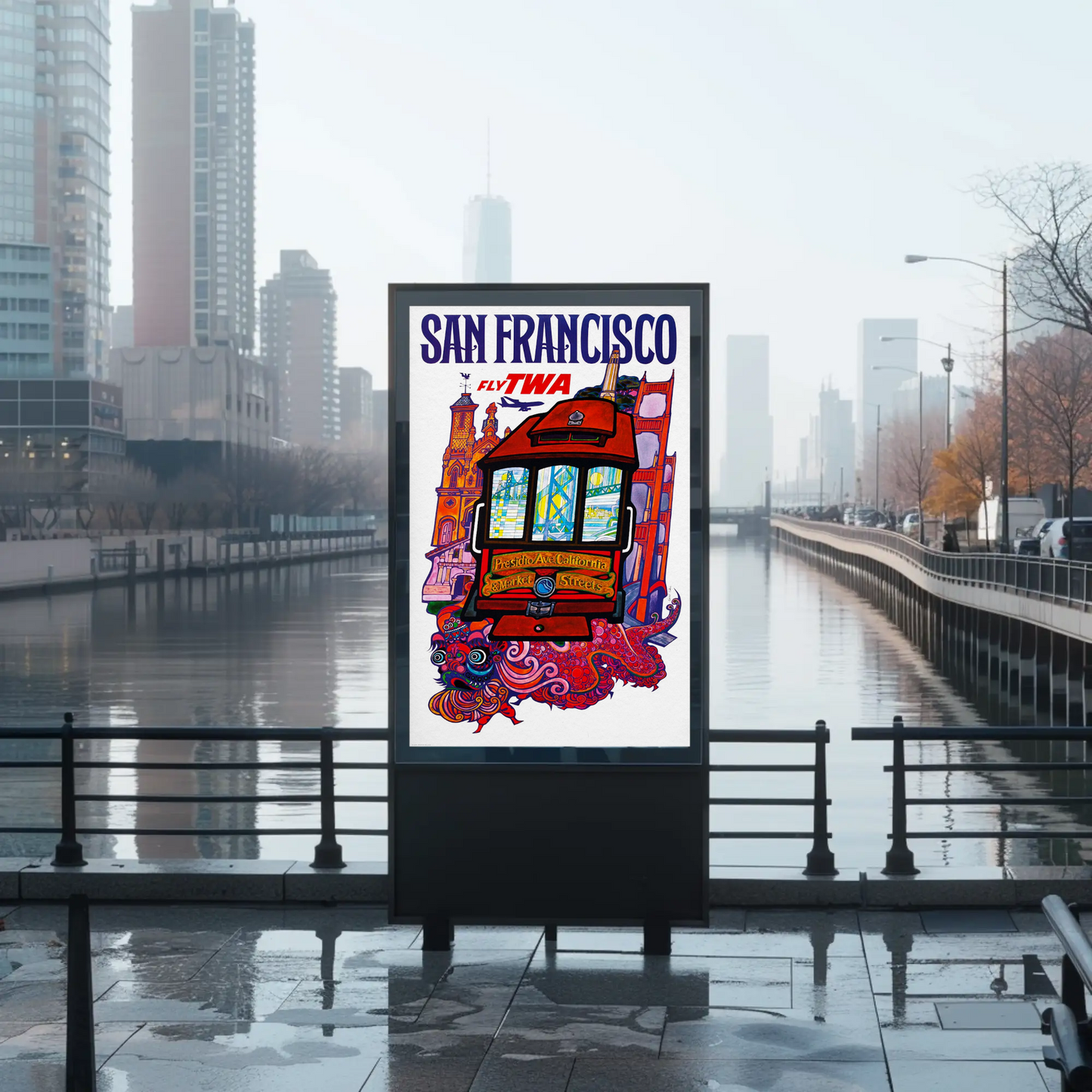 Fly TWA to San Francisco Travel Poster by David Klein