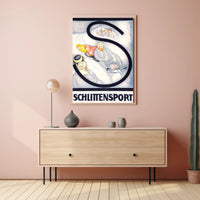 SCHLITTENSPORT Vintage Winter Sports Adventure Art Poster PosterGoat