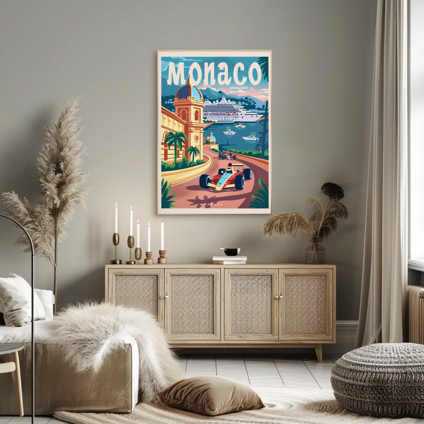 Monaco Grand Prix Coastline Drive Travel Poster