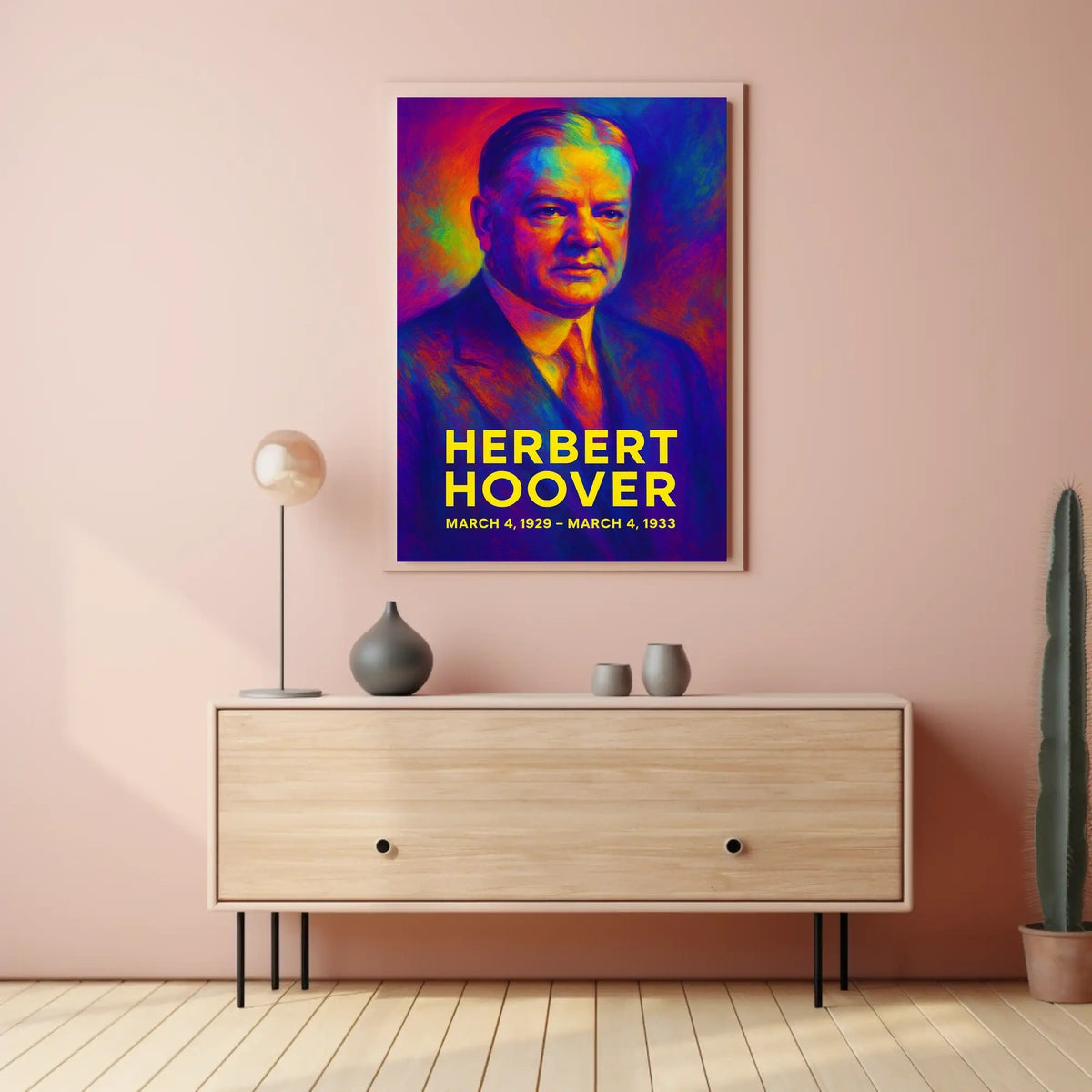 Herbert Hoover 31st President of the United States Neon Gradient Overlay Poster