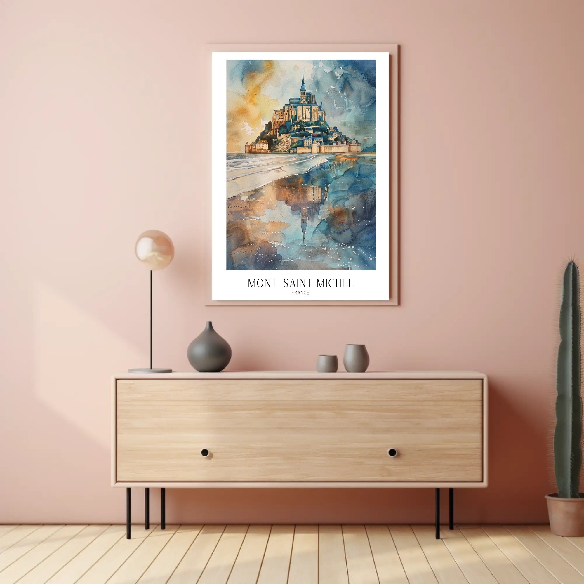 Mont Saint-Michel Watercolor Art: Travel Poster PosterGoat