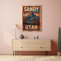 Sandy Utah Wasatch Range Mountain Adventure Travel Vintage Ads Typography Nature Landscape Poster