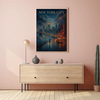 New York City Urban Nightscape Poster