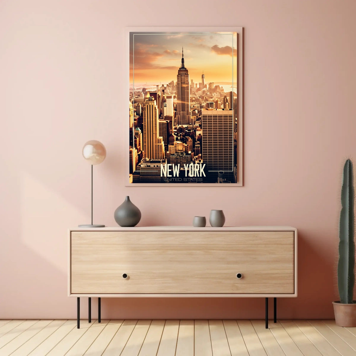 New York City Skyscrapers Sunset Poster Modern Wall Art
