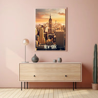 New York City Skyscrapers Sunset Poster Modern Wall Art