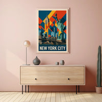 New York City Iconic Landmarks Poster Modern Wall Art