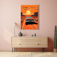 Vintage Road Trip at Sunset Poster