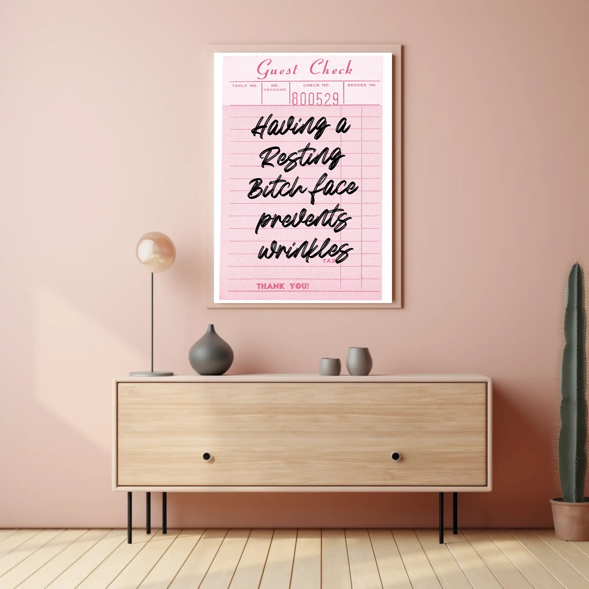 Humorous Vintage Guest Check Pop Culture Poster PosterGoat