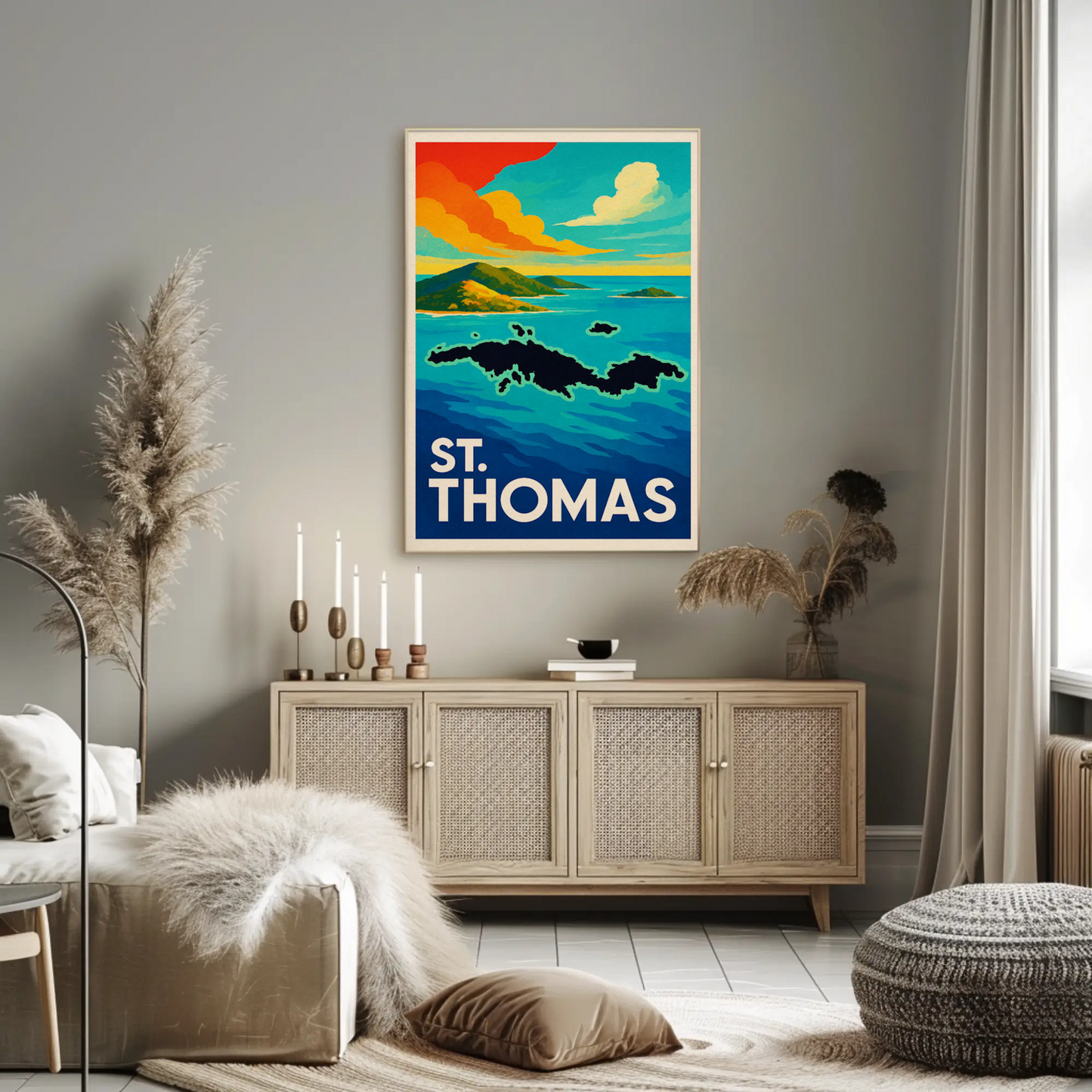 St Thomas Caribbean Island View Colorful Ocean Poster