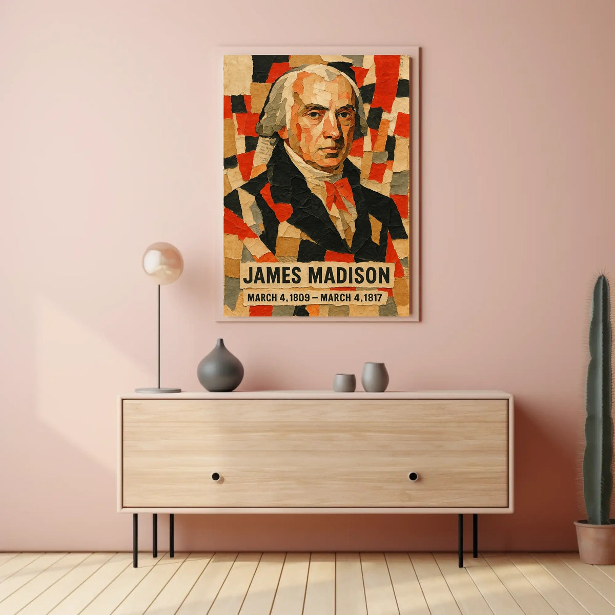 James Madison 4th President of the United States Layered paper Collage Poster
