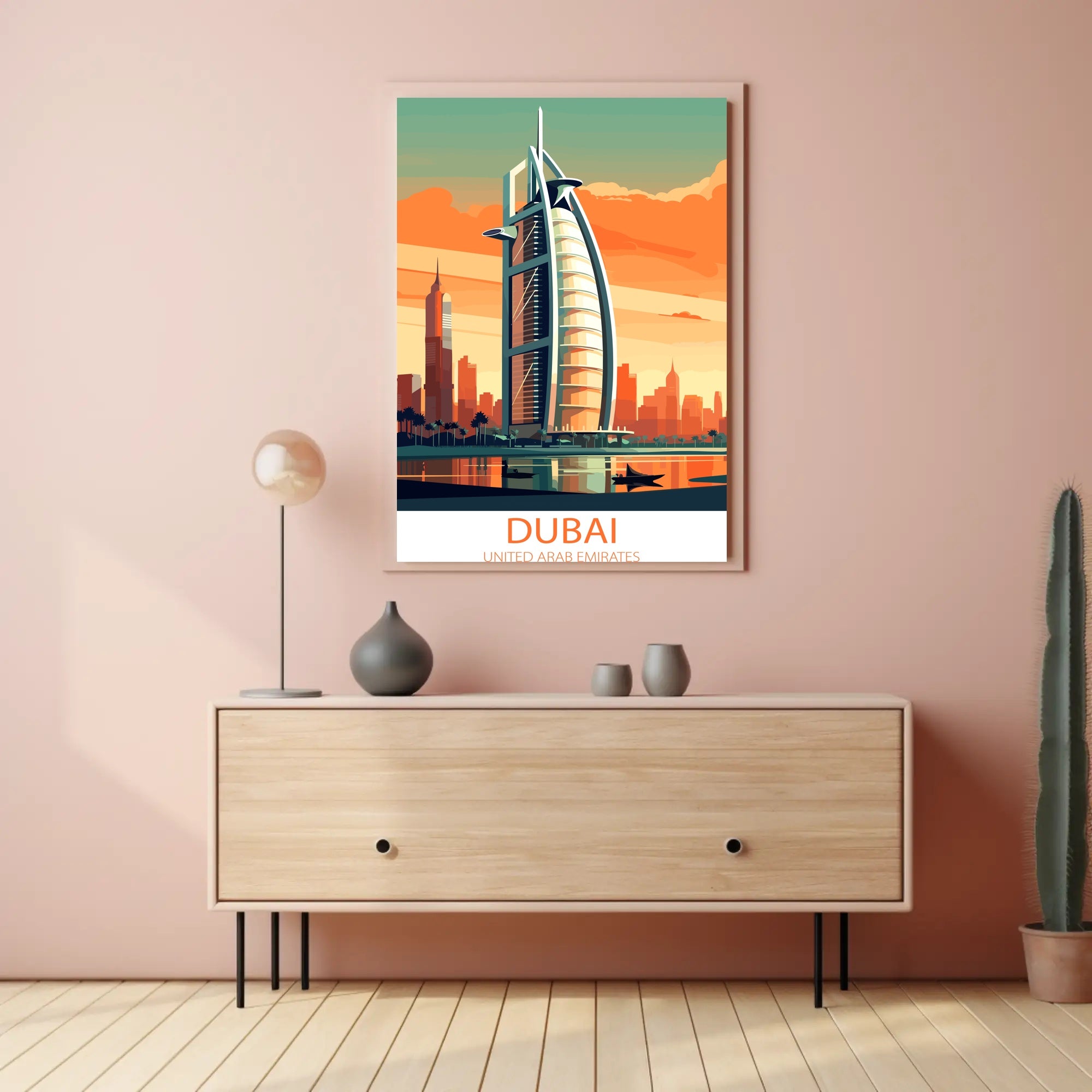 Burj Al Arab Sunset in Dubai Travel Poster