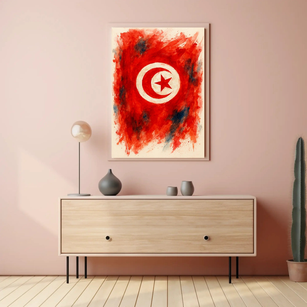Radiant Abstract Tunisian Flag Interpretation Evoking Wanderlust Home Decor Art Poster