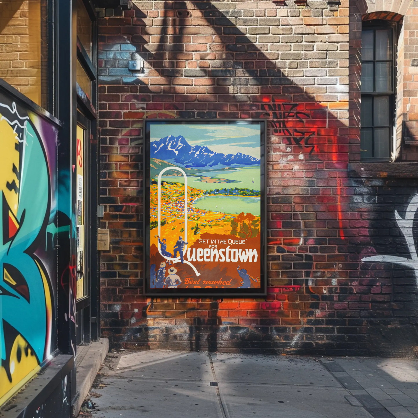 Queenstown Best Reached by Rail Vintage Poster