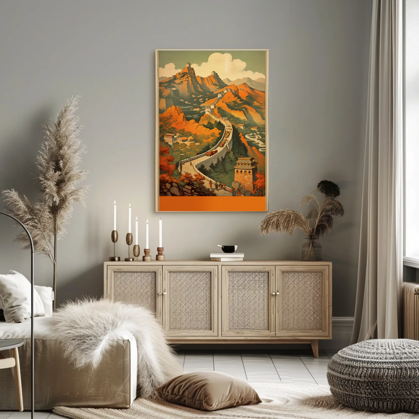 Great Wall Of China Historic Autumn Travel Poster