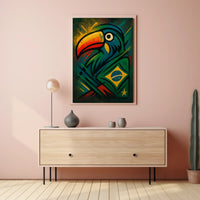 Vibrant Toucan and Brazilian Flag Poster
