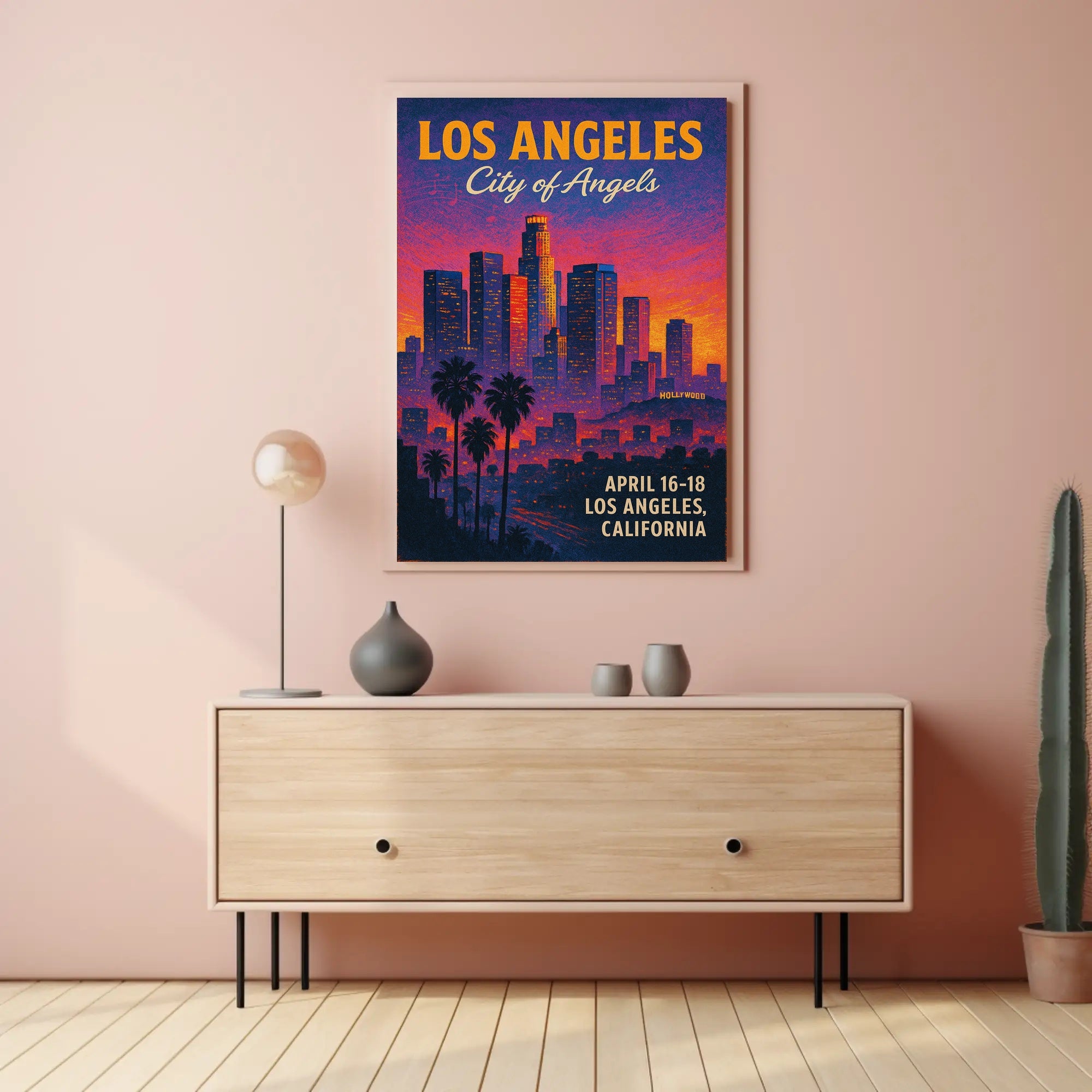 Los Angeles Skyline Vintage Illustration Urban or Cityscape Poster