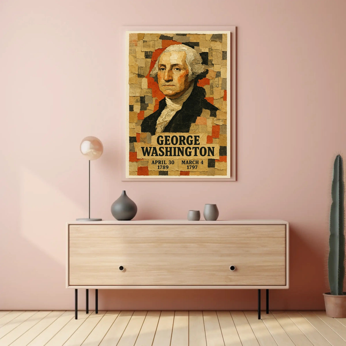 George Washington 1st President of the United States Layered paper Collage Poster
