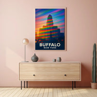Buffalo Skyline Vibrant Digital Painting Souvenir Poster