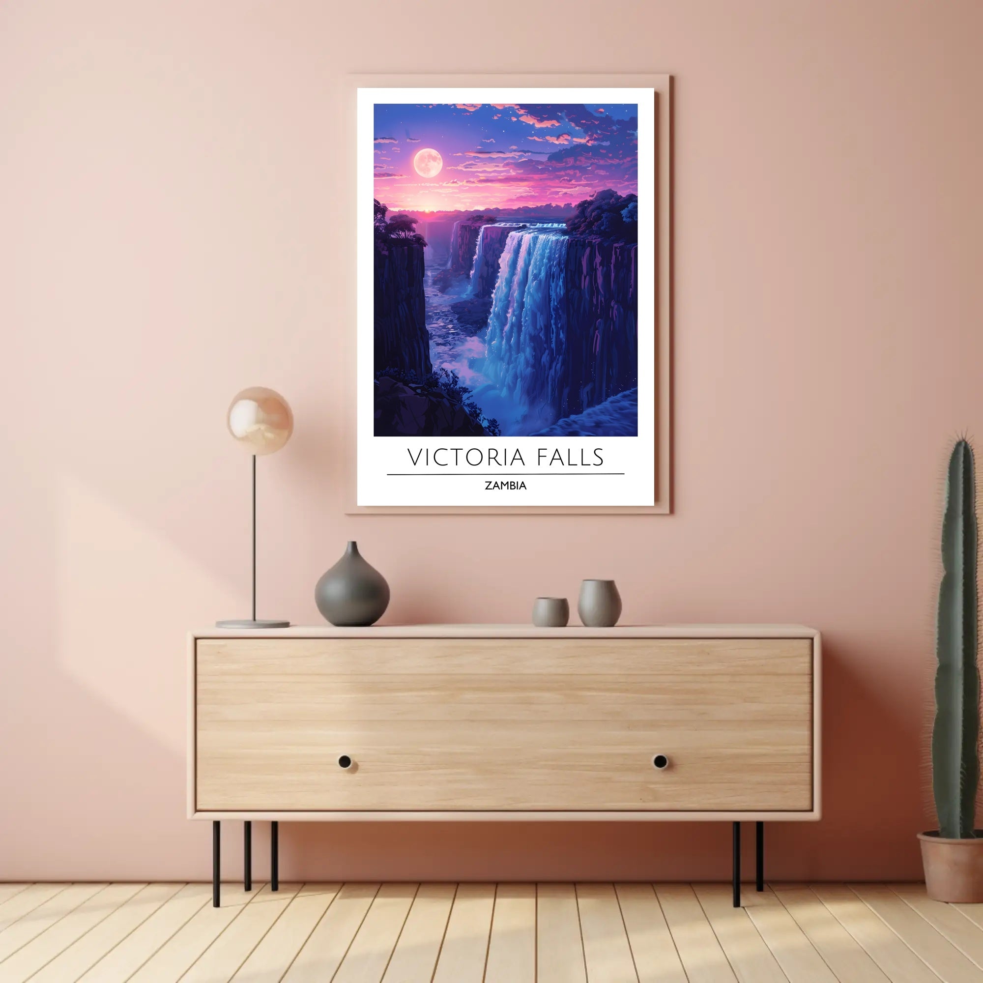 Victoria Falls Sunset Travel Poster