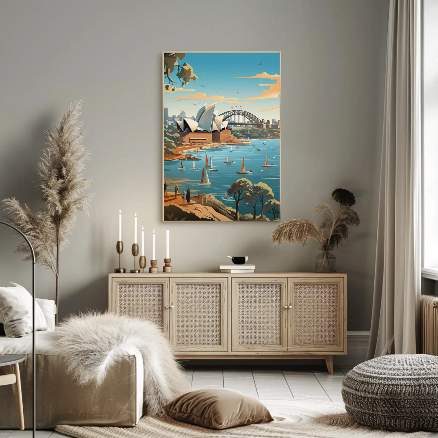 Sydney Opera House Harbor Bridge Boats View Travel Poster