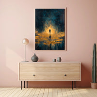 Solitude and Reflection in a Cosmic Abstract or Artistic Poster