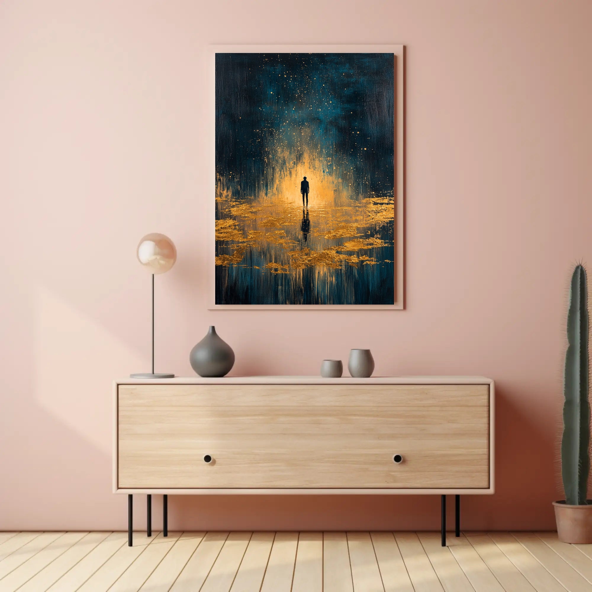 Solitude and Reflection in a Cosmic Abstract or Artistic Poster