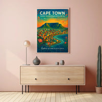 Cape Town Table Mountain Travel Poster