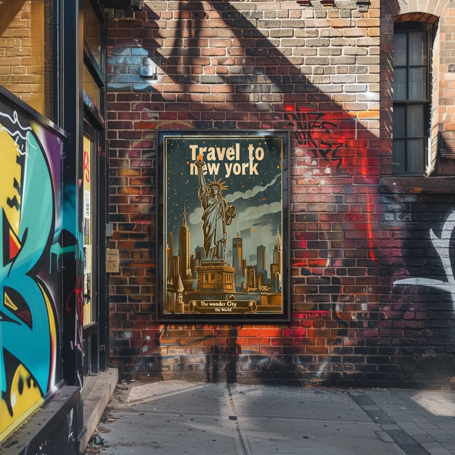 Travel to New York Statue of Liberty Vintage Poster