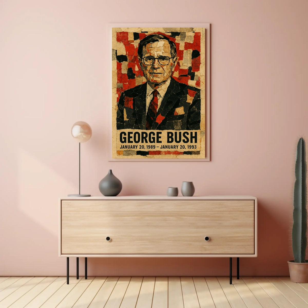 George H. W. Bush 41st President of the United States Layered paper Collage Poster