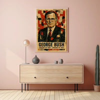 George H. W. Bush 41st President of the United States Layered paper Collage Poster