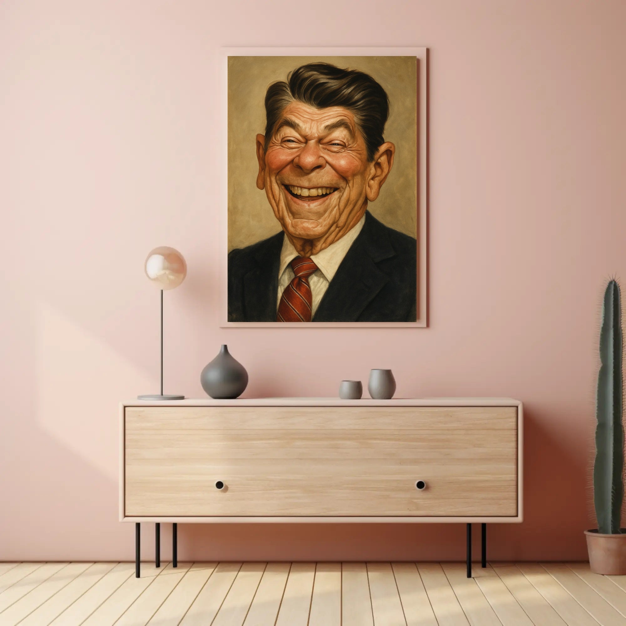 Ronald Reagan Caricature Poster PosterGoat
