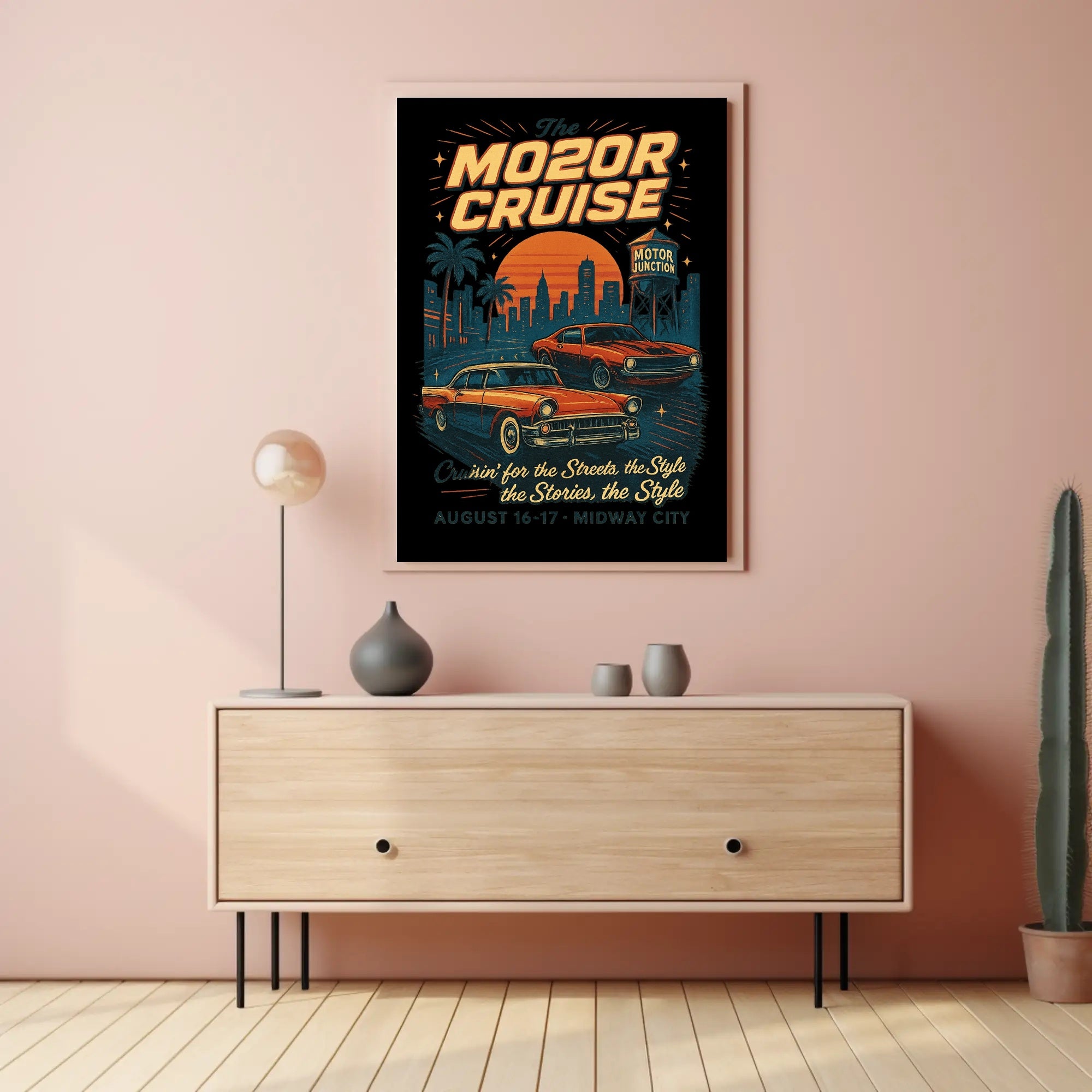 The Motor Cruise Vintage Car Urban or Cityscape Poster