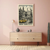 New York City Vintage Landmarks Poster Classic Skyline
