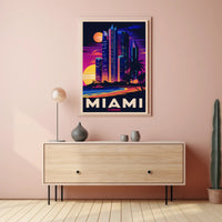 Miami Skyline at Sunset Poster