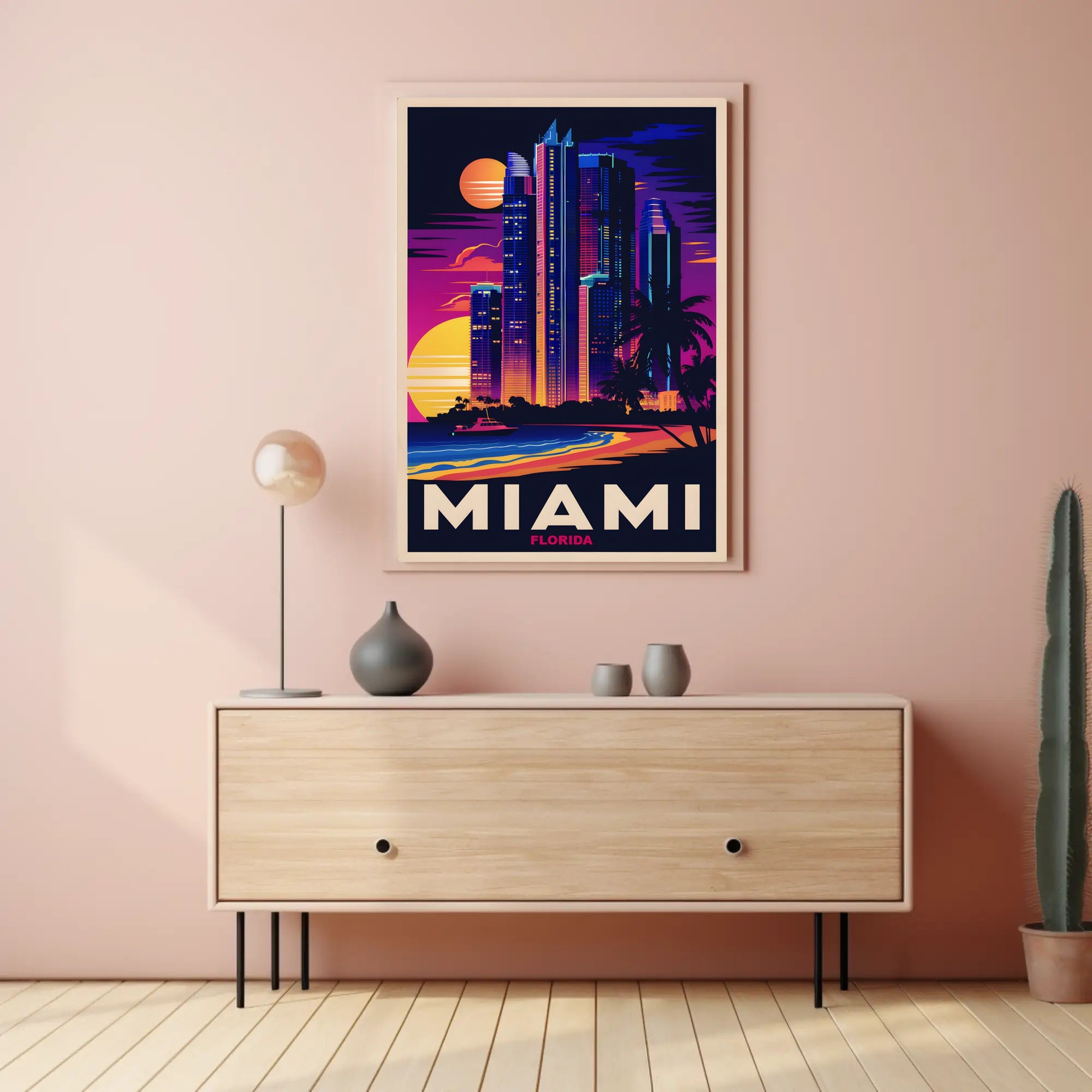 Miami Skyline at Sunset Poster