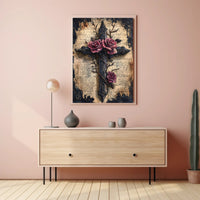 Roses And Cross Poster