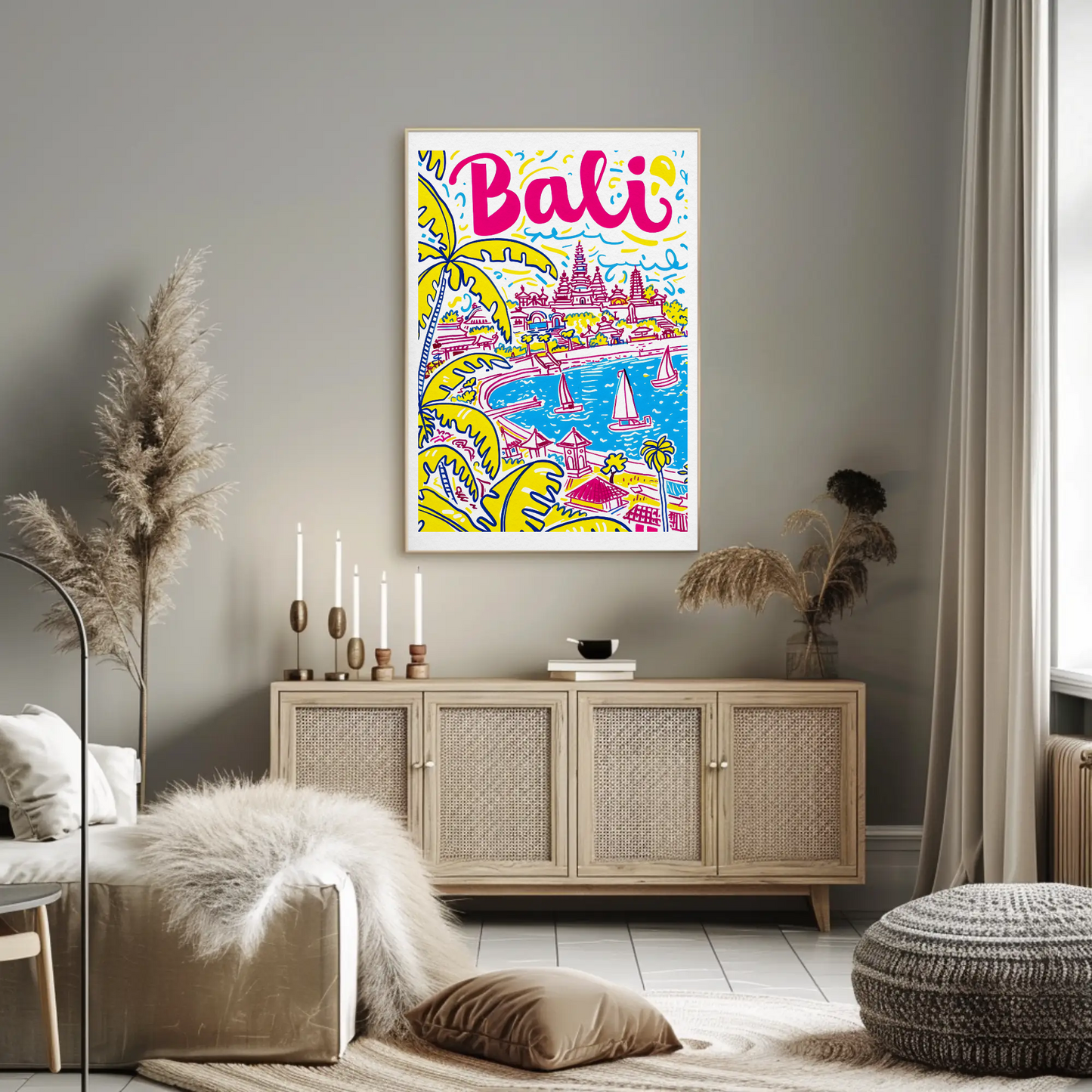 Bali Indonesia Tropical Paradise Ocean Temple Travel Poster