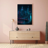 Futuristic New York Cityscape Poster Modern Wall Art