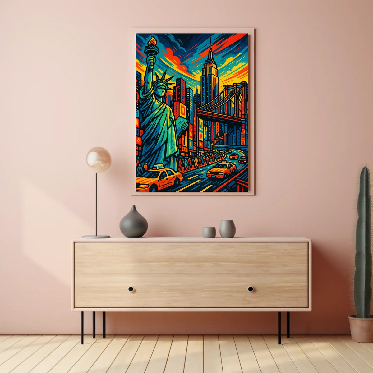 Vibrant New York Cityscape Poster Bold Colors Living Rooms