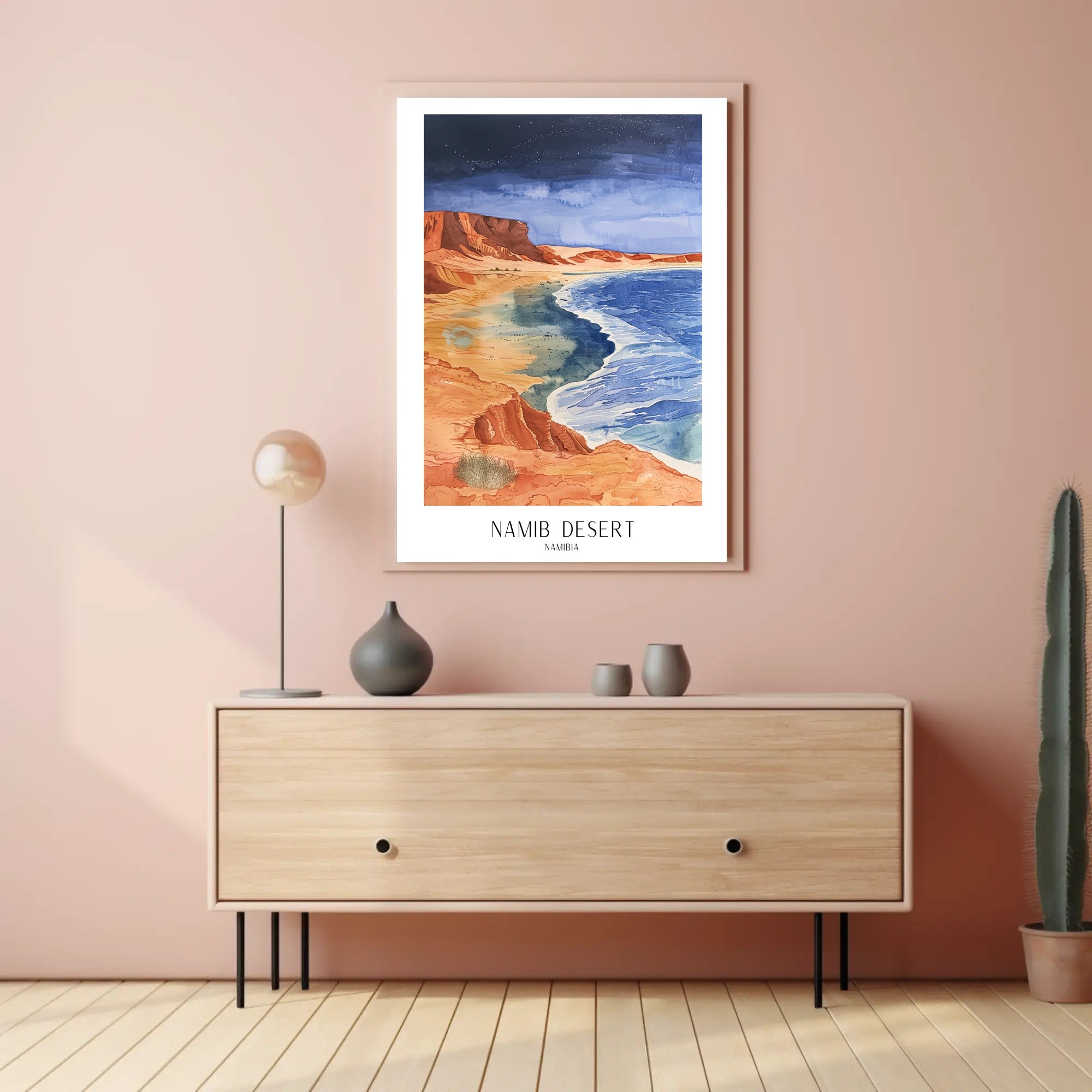 Namib Desert Night Sky Watercolor Travel Poster PosterGoat